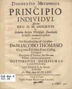 Метафізична диспутація про принцип індивідуума, 1663 р.