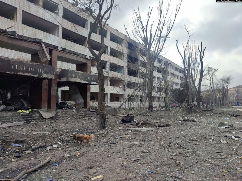 Зруйнований корпус Маріупольского технічного університету. Фото з сайту Радіо Свобода