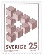 Шведська марка із зображенням одного з неможливих трикутників О.Рейтерсверда